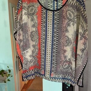 Style & Co. Women's Blouse with Red and Blue Pattern